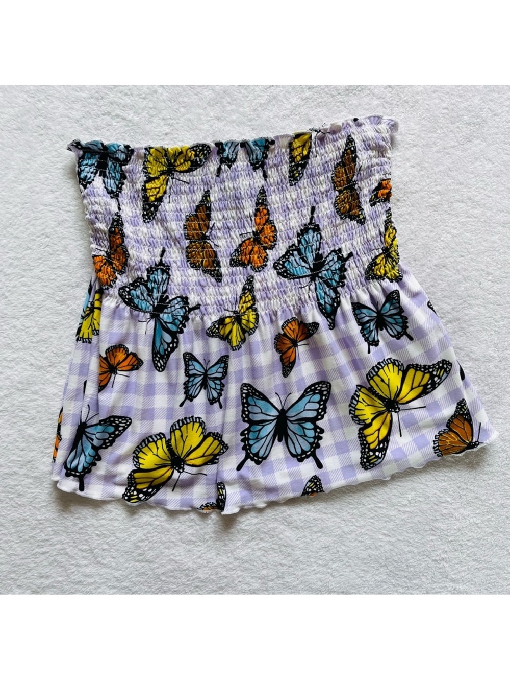 Rue21 Gingham Butterfly Smocked Tube Top, NWT, Women's Medium